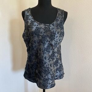 VTG Cinema Etoile Tank Top L Black Roses Y2K 90s Jacquard Romantic Whimsigoth